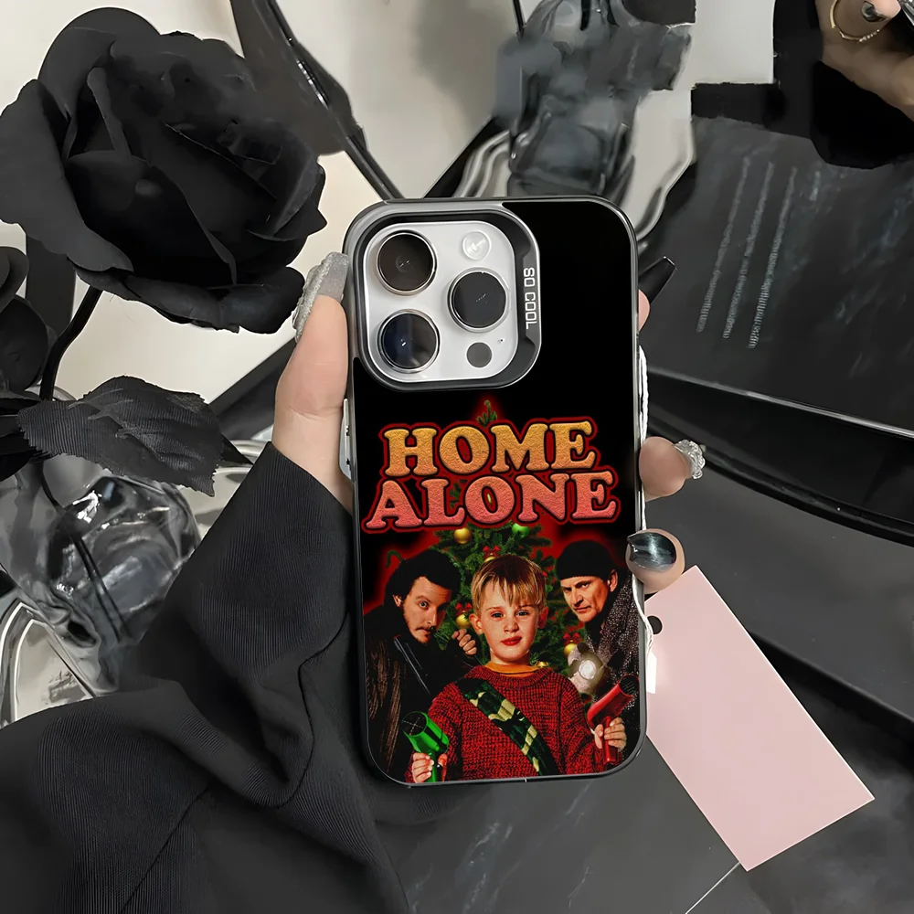 

H-Home Alone Movie Phone Case For iPhone 16 15 14 13 12 11 Pro Max Black Matte Laser Metallic Aurora Funda