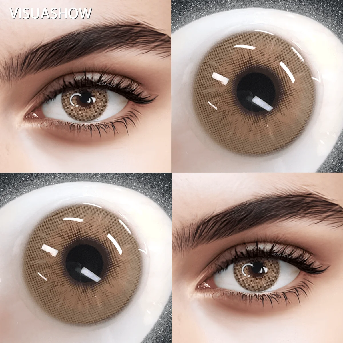 VISUASHOW Sin Brown Natürliche Kontaktlinsen mit Sehstärke 14,0 mm Kleine Pupille Weiche Farblinse für Tägliches Augen-Make-up – Detail 8