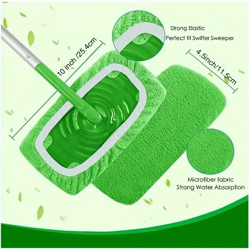 2/4/6PCS Universal Reusable Microfiber Mop Replacement Pads, Absorbent Flat‑Mop Replacement Cloth For Home Hard‑Floor Cleaning