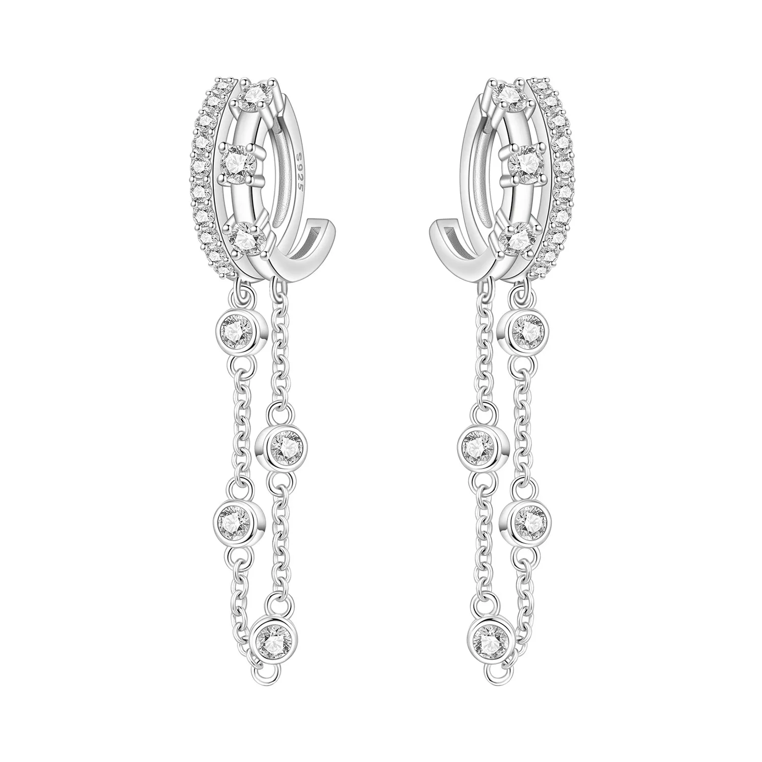 Orstarry 925 Sterling Silver Double Layered Tassel Drop Earrings Women Earrings Charm Fashion Versatile Party Jewelry Gifts