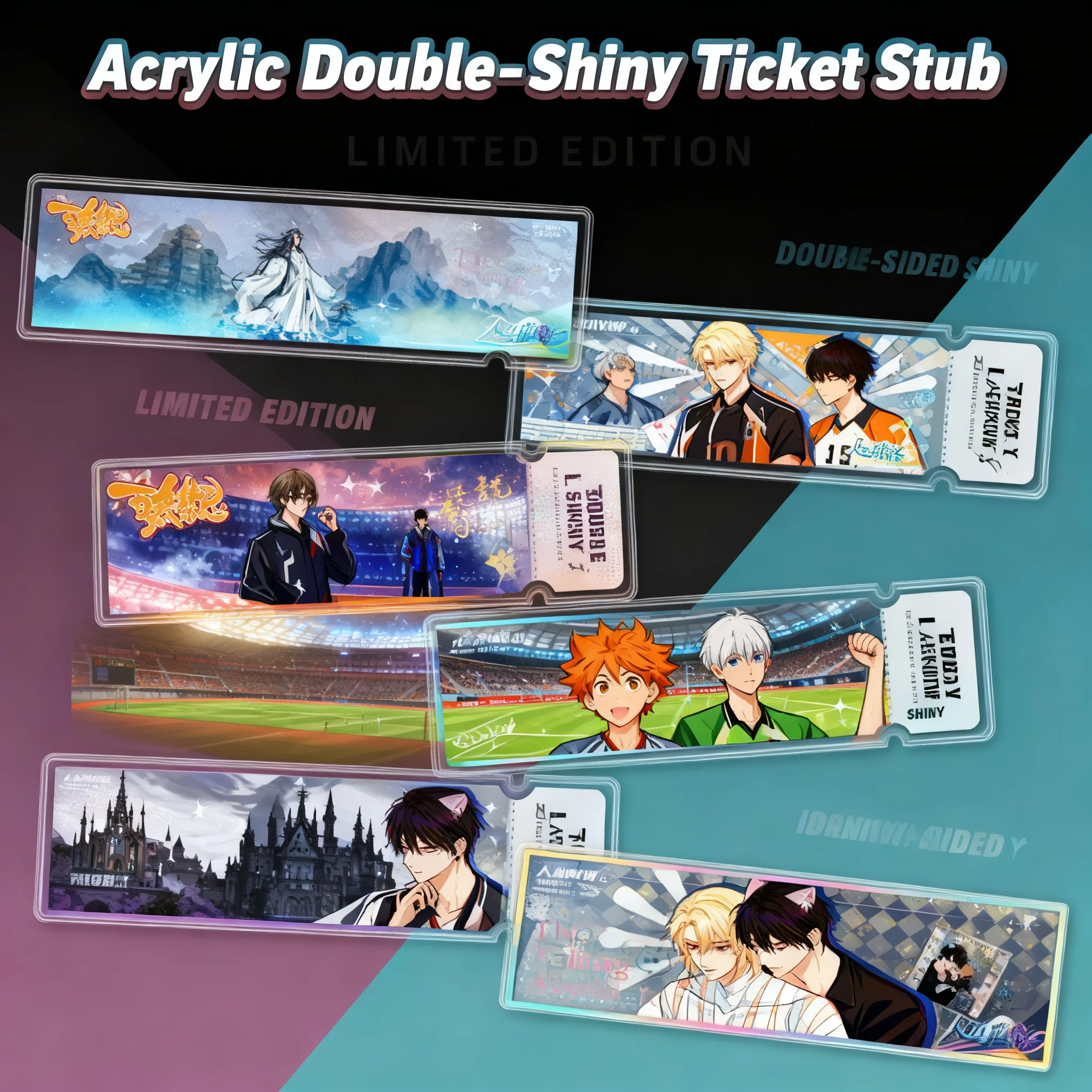 

Acrylic Double Glitter Ticket Stub Hatsune Miku Jujutsu Kaisen Heaven Official's Blessing Tomb Raider Laser Ticket Grain