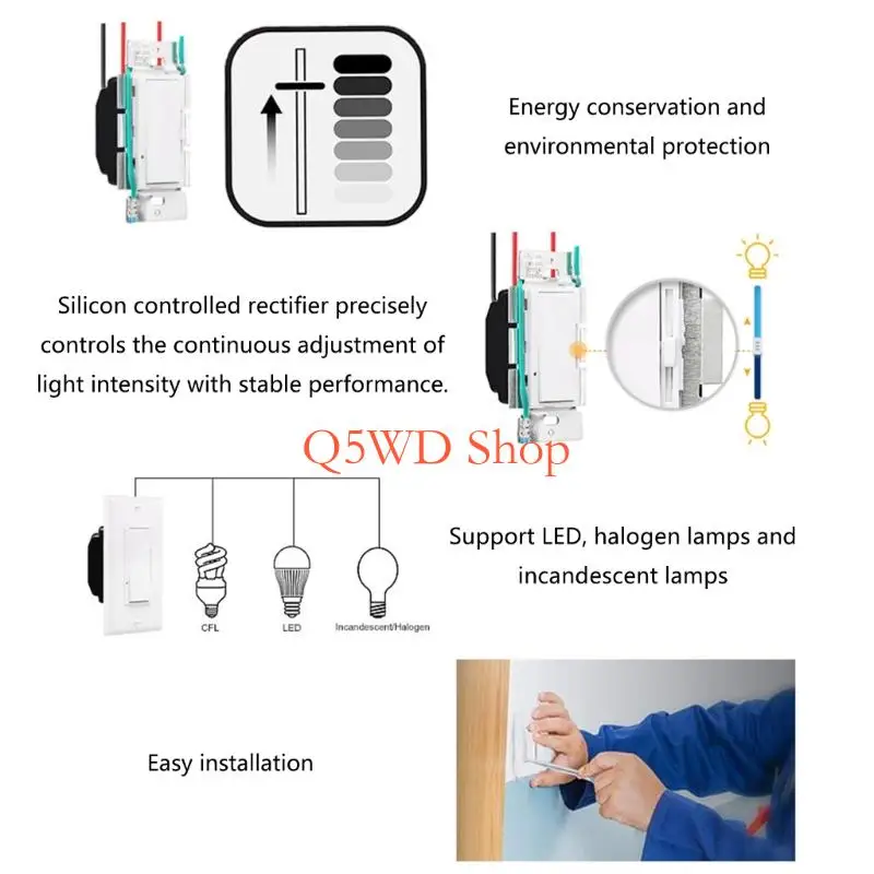 Q5WD Small LED Dimmer & Driver Set Switches 125V Single Poles for Multiple Location