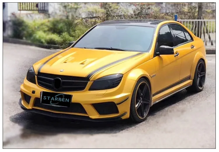 2008-2013 C-Class W204 Upgrade C63 AMG Front and rear bumpers Side skirts Hood Fender BS Wide Body Kit for