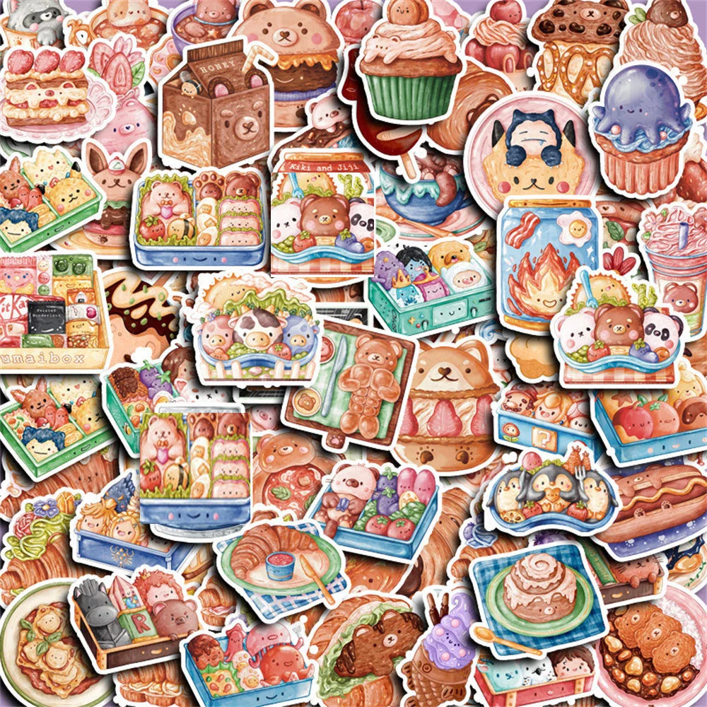 10/95Pcs New cartoon cute Little bear foodie food graffiti stickers DIY decoration guitar water cup laptop children's toy gift