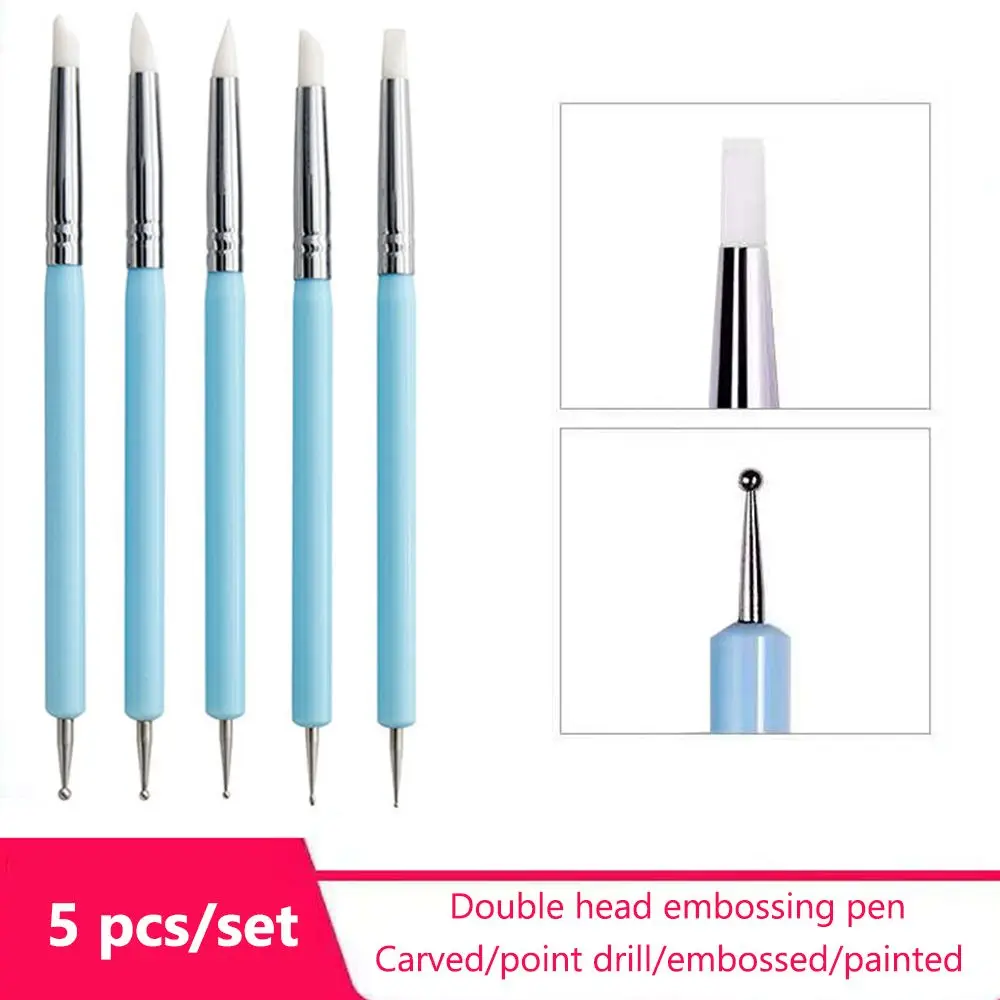 

5 Pcs/Set Silicone Clay Sculpting Tool For Brush Modeling Dotting Nail Art Pottery Clay Tools DIY Carving Sculpting Tools