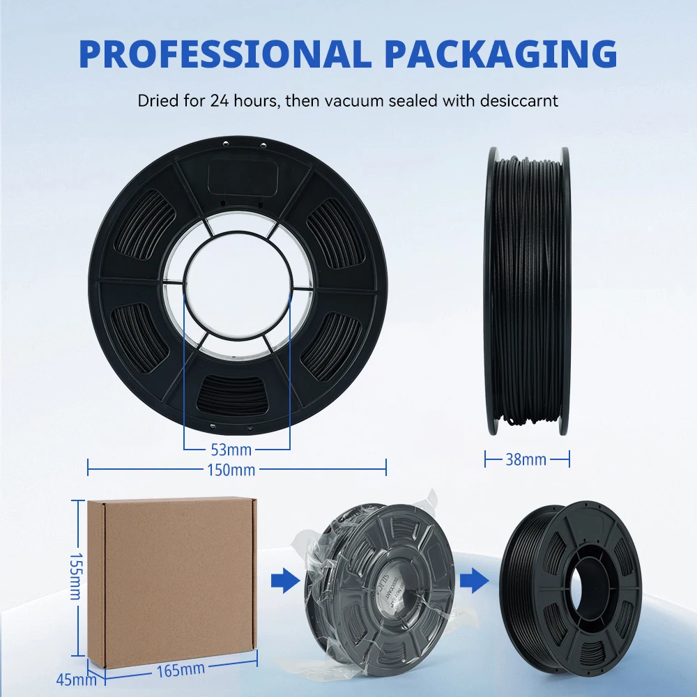 KINGROON 300 جرام من ألياف الكربون PETG خيوط 1.75 مللي متر عالية القوة مقاومة للحرارة PETG-CF مواد الطباعة ثلاثية الأبعاد لمعظم طابعات FDM ثلاثية الأبعاد #6