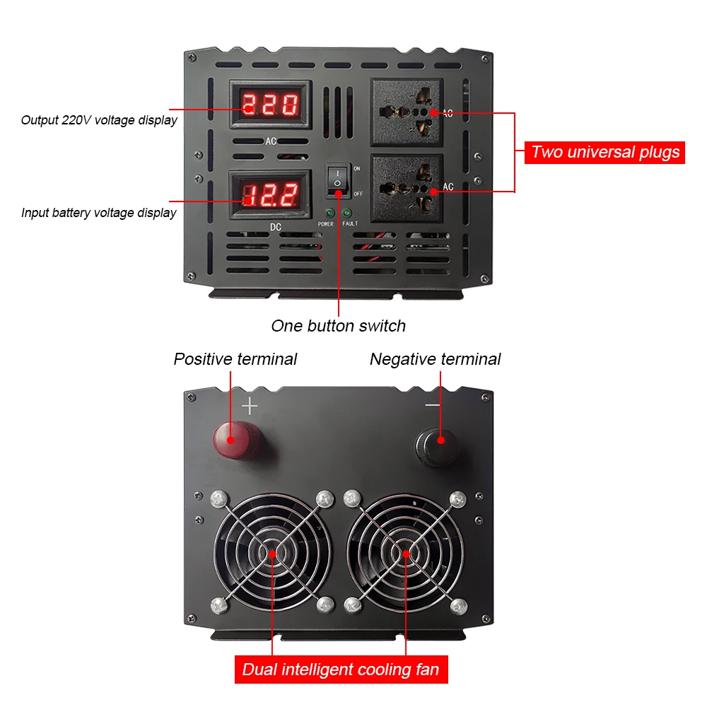 Pure Sine Wave Inverter 8000W 6000W DC 12V / 24V / 48V / 60V To AC 220V - 240V Power Converter With LED Display Universal Plug