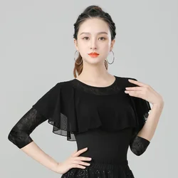 Dancewear Women Top Latin Dance Competition Women Elegant Ruffle Top Practice Girls Slim Fit Line Costume Clothing Party Dresses