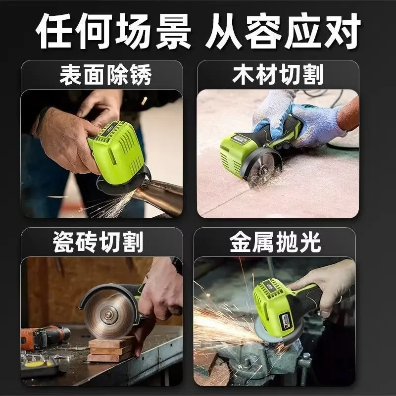 Mini Cordless Angle Grinder 20V Lithium Battery Lightweight 115mm Disc for Cutting Grinding Polishing Metal Wood Stone Home