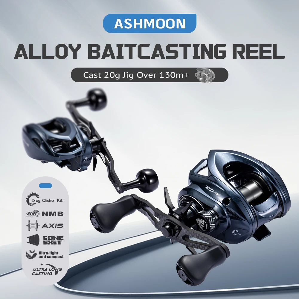 

CYLIUS ASHMOON Alloy Baitcasting Reel Max Drag 6Kg 8.1:1 High Gear Ratio Long Handle BFS Reel/All Purpose Reel/ Sea Fishing Reel
