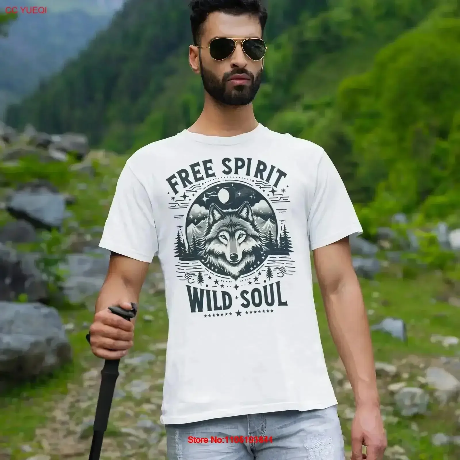 Free Spirit Wild Soul as Wolf Hippie T Shirt vintage Washed Comfortable Top For Everyday Wear Casual Stretched Breathable