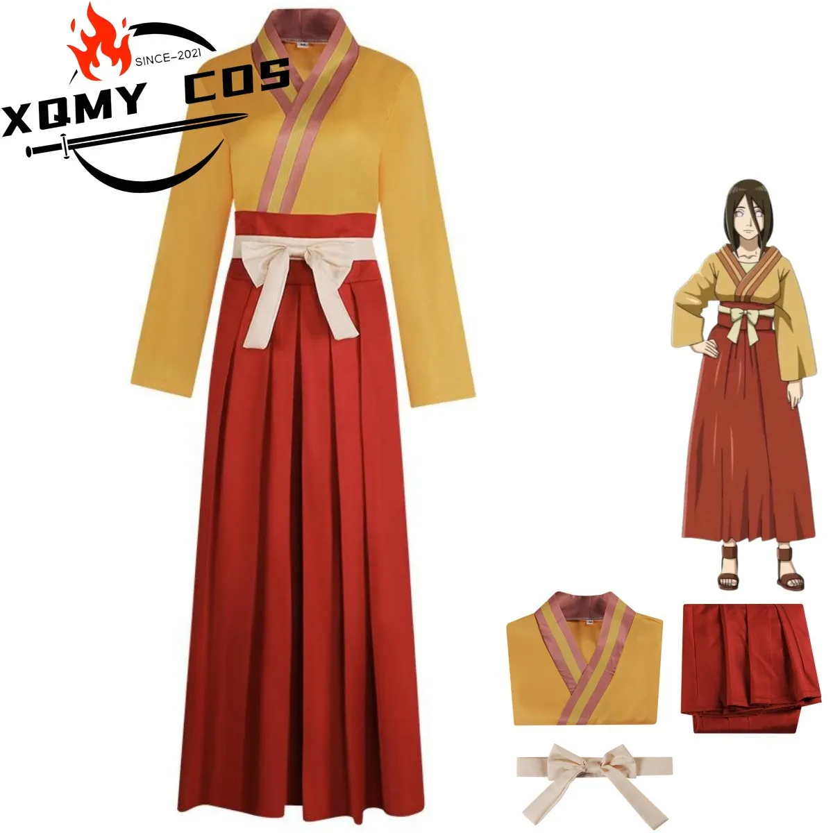 

XqAnime Hyuuga Ichizoku Hyuuga Hanabi Косплей Костюм Японское Кимоно Оранжевые Топы Юбка Женщина Kawaii Хэллоуин Рождественский Костюм