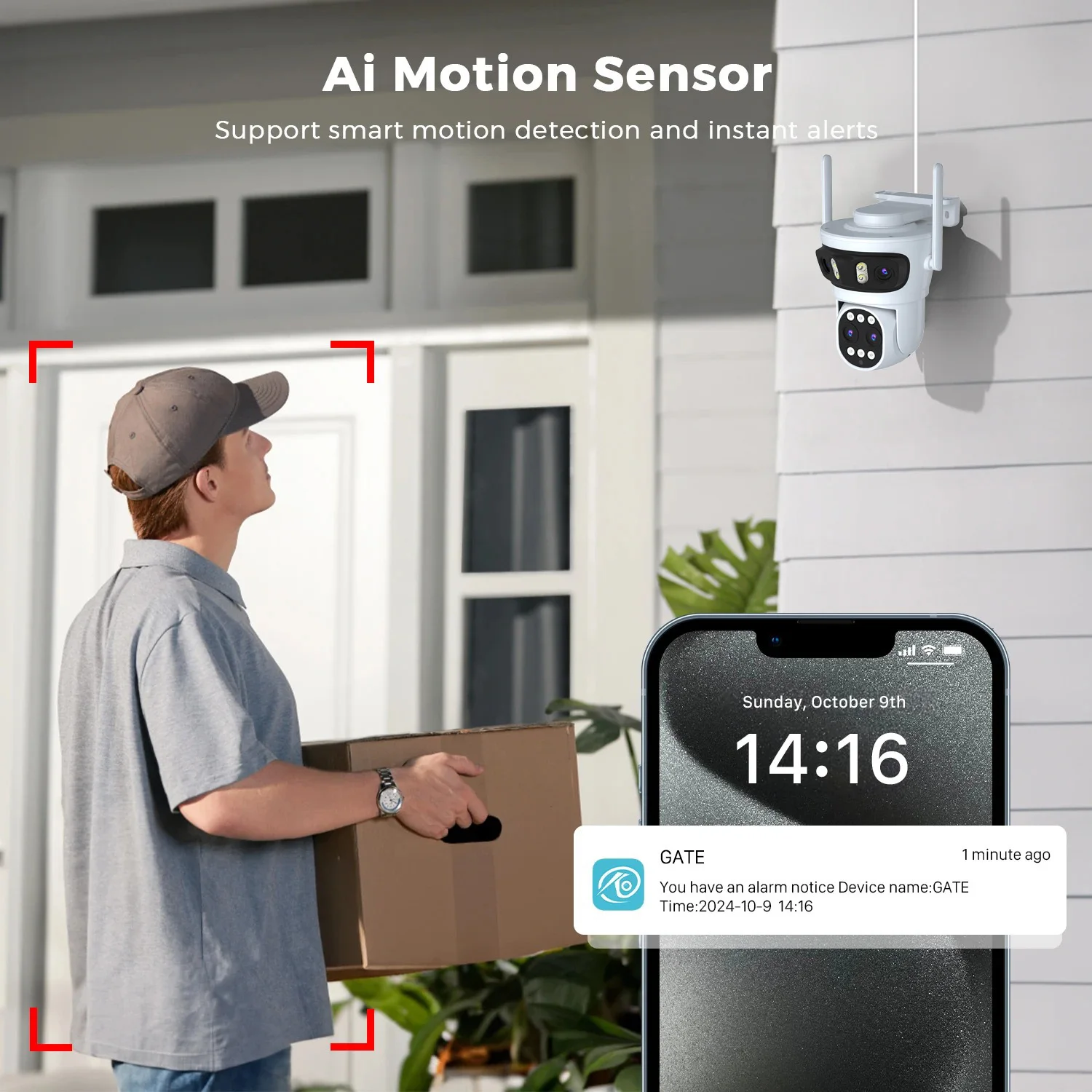 PEGATAH Cámara WiFi 20MP IP PTZ Tres Pantallas 180 °   Seguimiento automático gran angular Zoom digital 10X Protección de seguridad de 15 MP O-Kam Pro