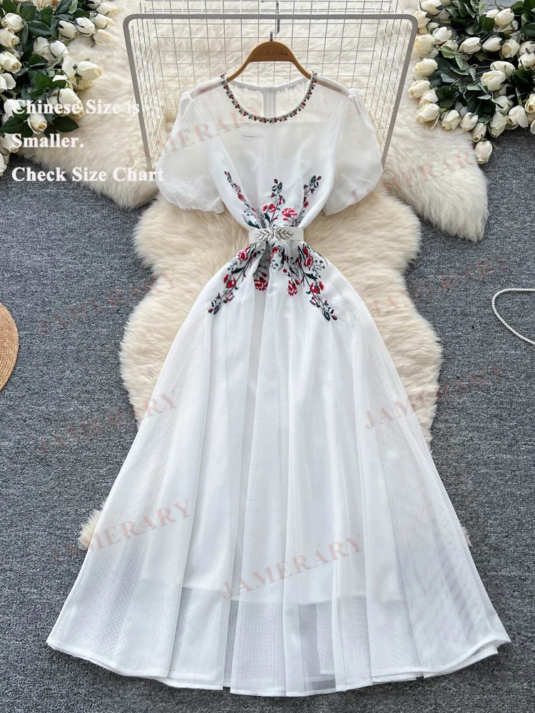 รันเวย์คริสตัลฤดูร้อนเย็บปักถักร้อยTulleชุดยาวผู้หญิงชุดราตรีอย่างเป็นทางการหญิงแขนสั้นElegant Prom Party Vestidos