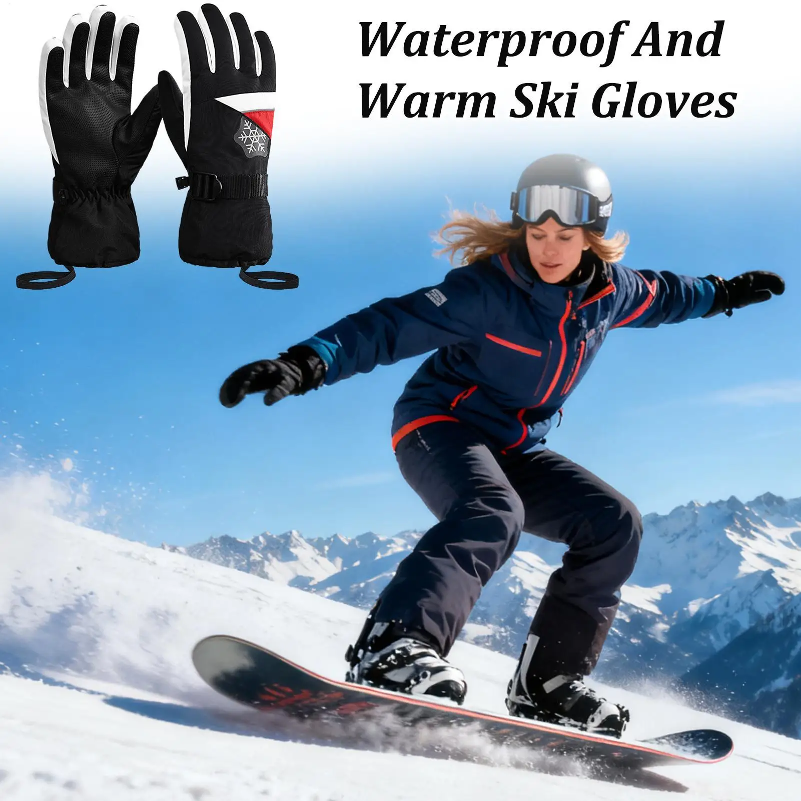 

Snow Gloves For Men Windproof Cycling Mittens Ski Snow Warm Gloves For Women Motorcycle Riding Driving Biking Running Hiking