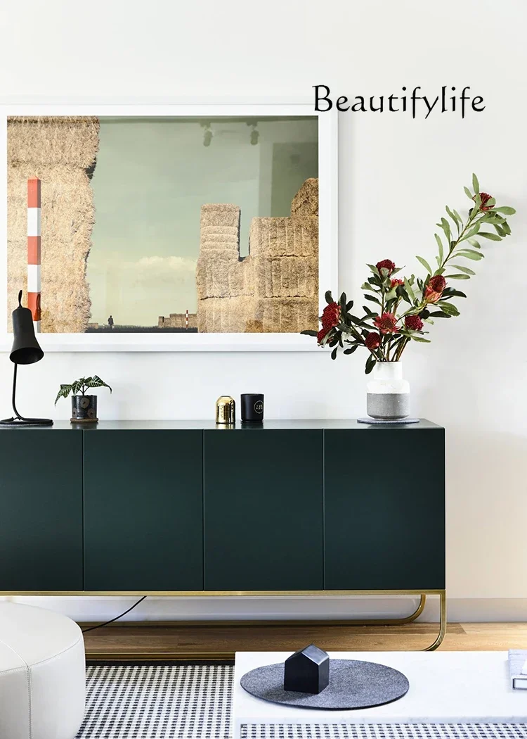 c Nordic simple modern side cabinet dark green door cabinet light luxury paint designer style fashion