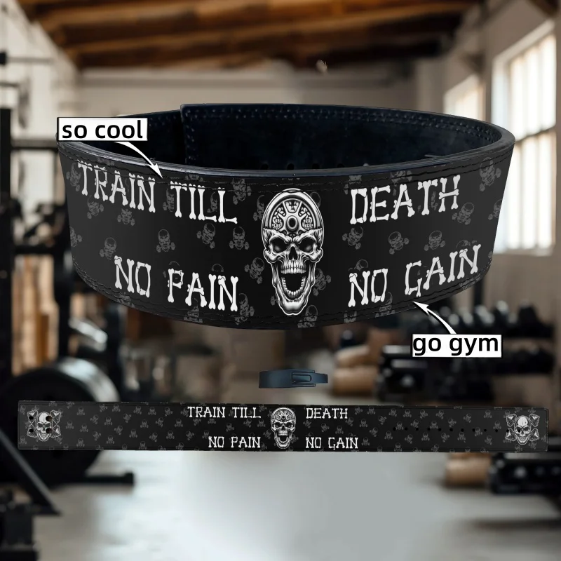 Skull Weight Lifting Belt with Lever Buckle for Men & Women Professional Powerlifting Belt for Gym Weightlifting Deadlift Squat