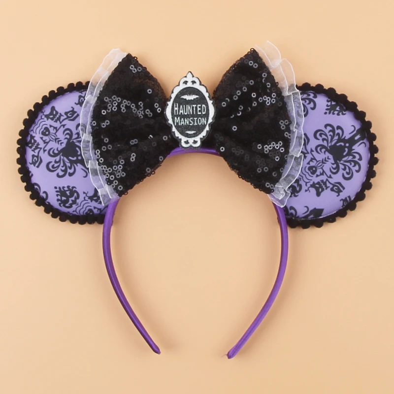 2024 Nieuwe Disney Mouse Ears Headband  Hoofdband Bat Pompoen Lovertjes Strik Halloween Festival Feest Cosplay Haaraccessoires