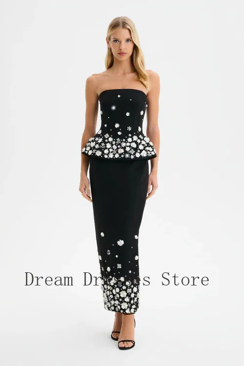 

Индивидуальные длинные платья без бретелек в современном стиле с вышивкой бисером и пайетками, прямого кроя, на заказ, для особых случаев, модные, сочетающиеся по стилю.