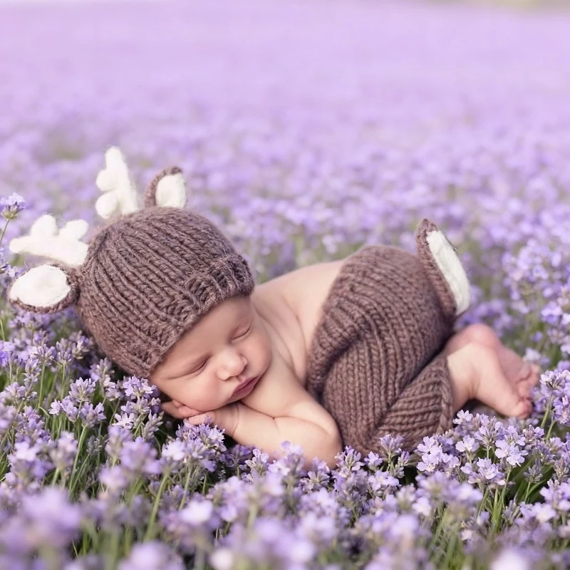 

Baby Deer Knitted Sweater Jumpsuit Newborn Photography Costume Photo Prop Outfit