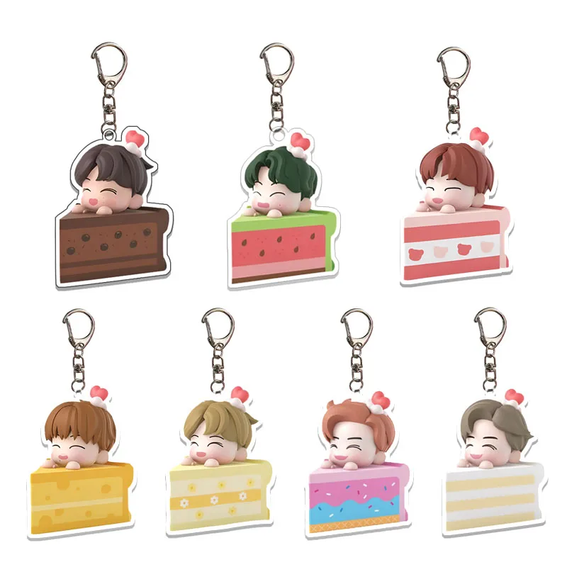 KPOP Jaemin Jeno Renjun Valentine's Cake Acrylic Keychains Jisung Chenle Cute Cartoon Keyring Backpack Key Pendant Fans Gifts