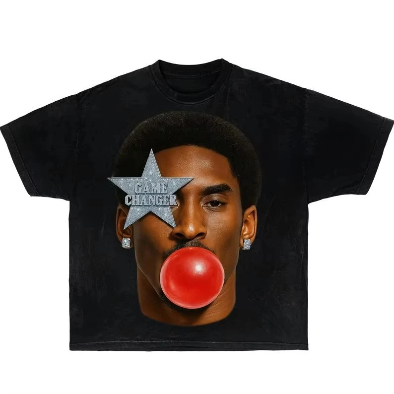 Vintage Bryant Red Bubblegum Big Face Basketball Superstar Graphic Tee Cotton Mens Womens T-Shirt Summer Streetwear