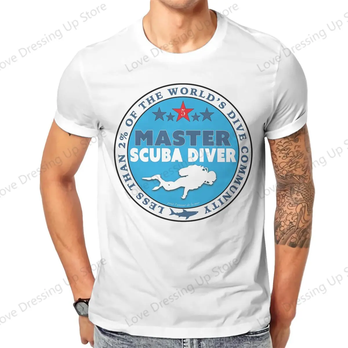 Diving Dive 100%Pure Cotton Printed Men T-Shirt Master Scuba Dive Short sleeve Tshirts Harajuku Tee Funny Tops