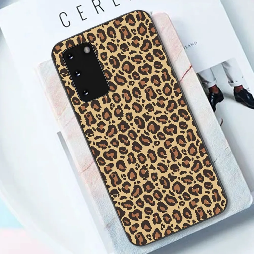 INS Brown Leopard Print Phone Case For Samsung S 9 10 20 21 22 23 30 23 24 plus lite Ultra FE S10lite Fundas