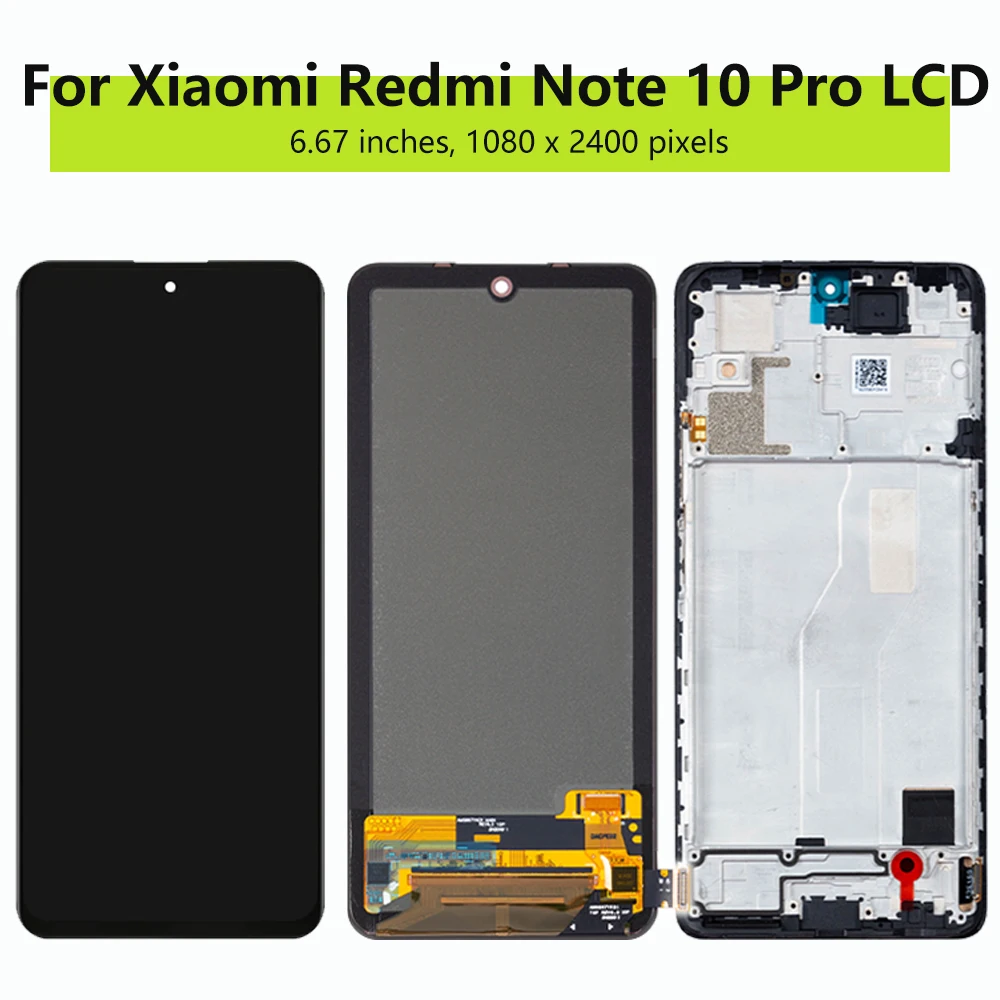 AMOLED for Xiaomi Redmi Note 10 Pro Lcd Display Digital Touch Screen with Frame Replacement for Redmi Note 10 Pro M2101K6G