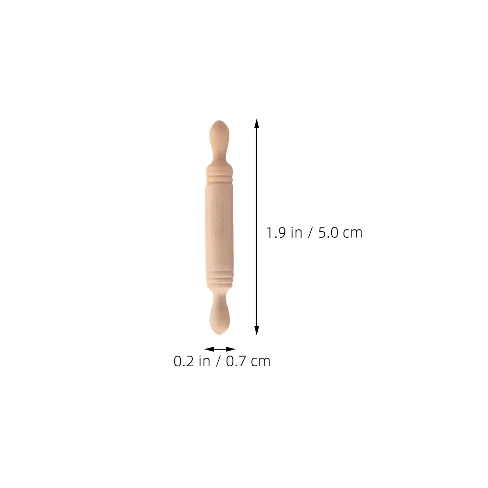 50 szt. Mini drewniane wałki do ciasta, wytrzymałe, gładka powierzchnia, mały rozmiar, idealne do dekoracji kuchni domku dla lalek, rękodzieła, mini drewniane wałki do ciasta