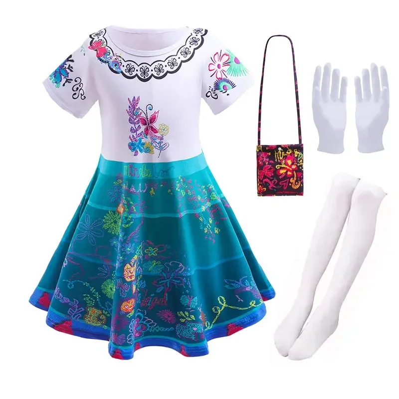Girls toddler Princess mirantiel dress cosplay dress gloves socks fancy summer dress Carnival Christmas gift anime costume