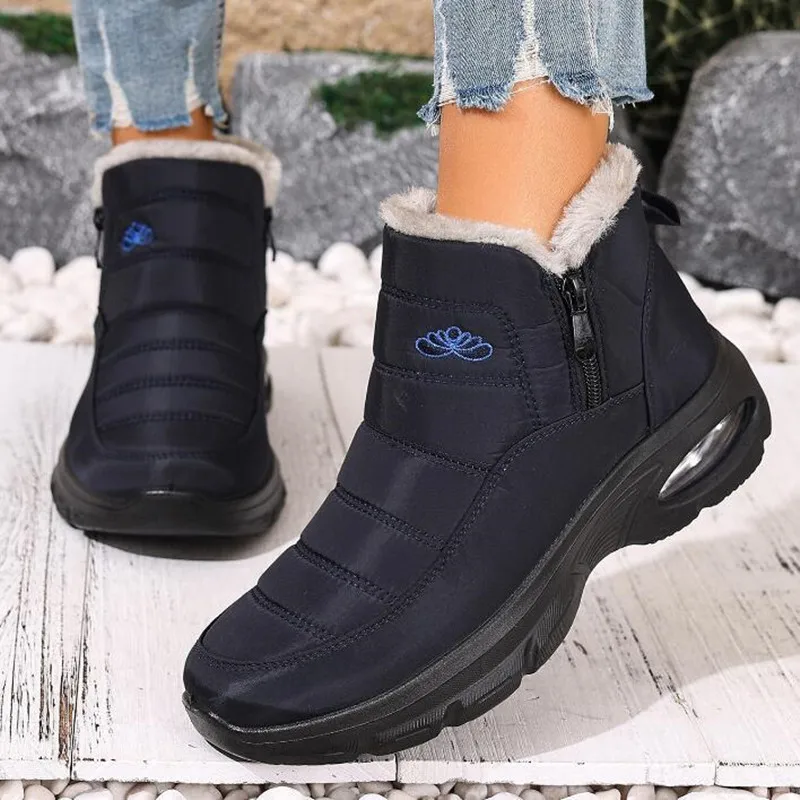 2026 الفاخرة مصمم الشتاء النساء أحذية قطنية سميكة حذاء الثلج عالي الرقبة دافئ النساء المتضخم 35-45 الرجال أحذية بوت قصيرة أحذية الصيد الدافئة #3