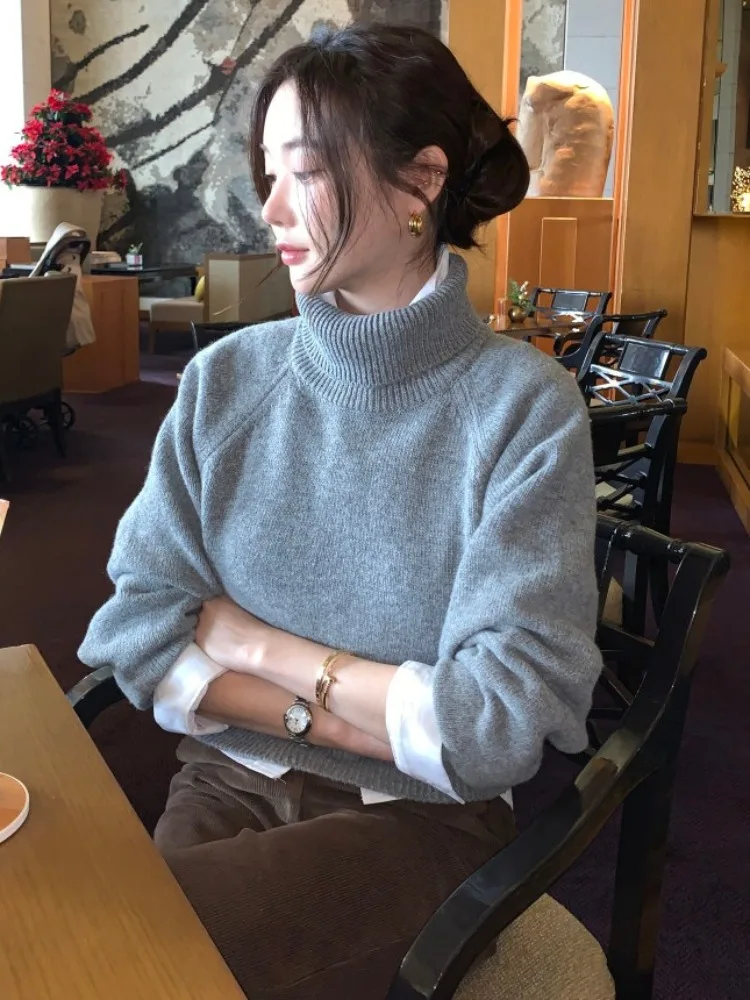 

Ele High Collar Long Sve женский трикотаж шикарный зимний новый Sle ретро персональный дизайн сенсация удобный свитер