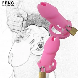 FRKO Silicone Male Chastity Cage Device With 5 Penis Rings Cock Lock Detachable BDSM Abstinence Adult Sex Toys For Men Couples