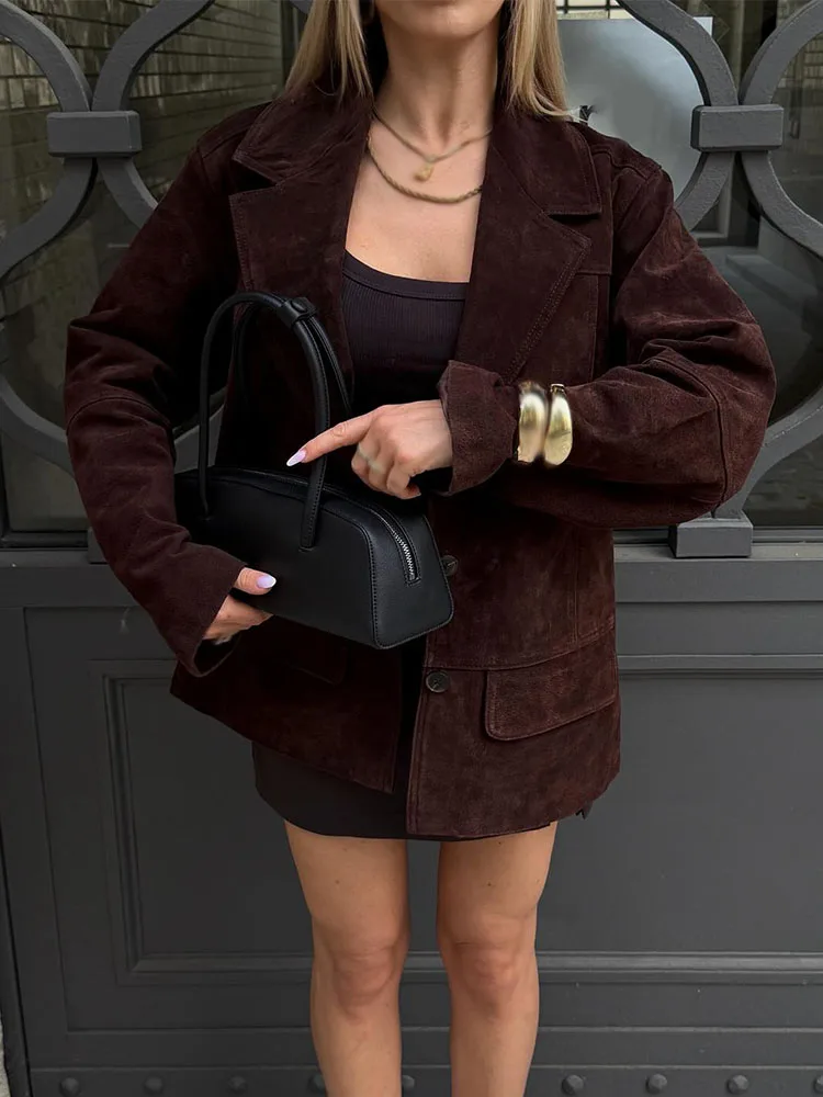 HH Frau Mode Mäntel Solide Drehen-unten Kragen Lange Ärmel Taschen Einreiher Weibliche Herbst Streetweer Stil Jacken