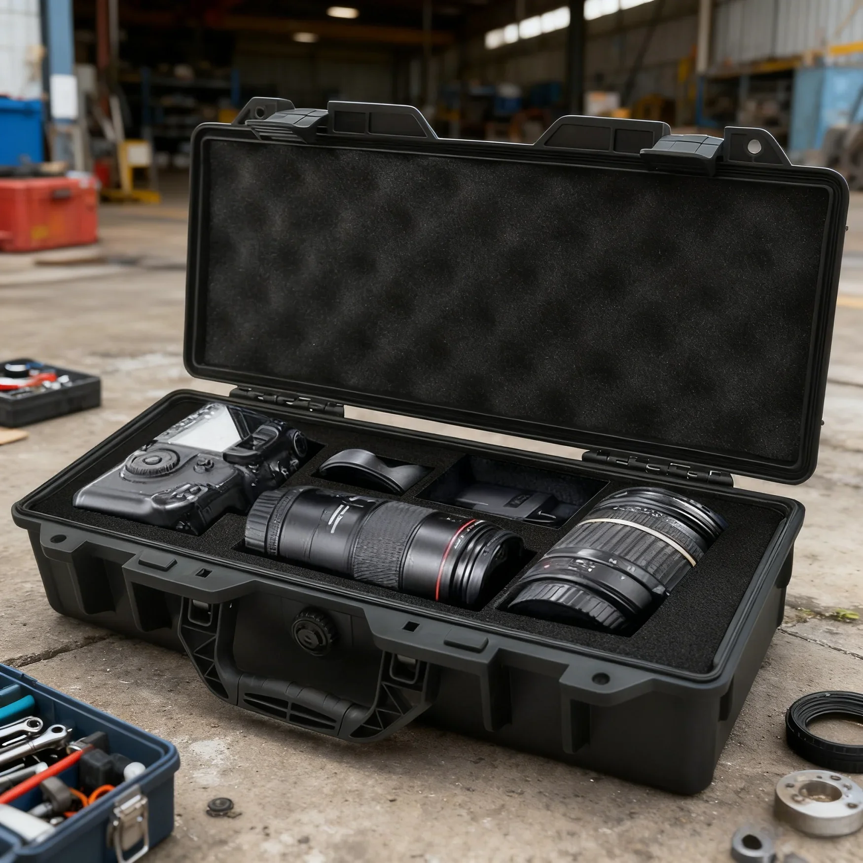 Estuche Protector Portátil de PP Rígido, Caja de Almacenamiento Impermeable y Resistente a Impactos con Inserto de Esponja para Cámara, Instrumentos, Herramientas
