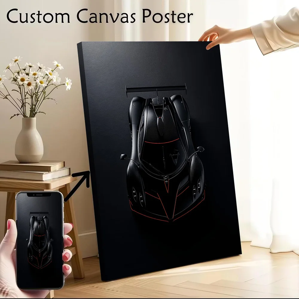 Black Supercar Huayra Printed Canvas Poster Custom Pictures Wall Art Canvas Painting for Room Decoration Gaming Home Decorations