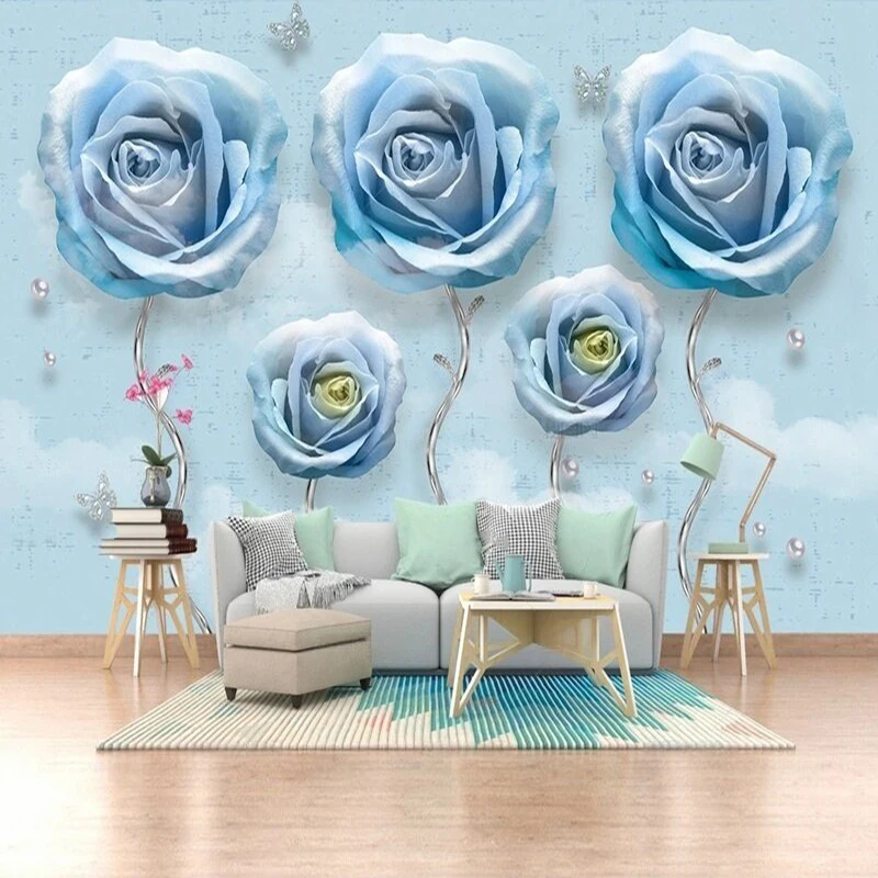 

Nordic modern and simple 3D stereoscopic relief jewelry rose home and luxurious TV home background wall painting
