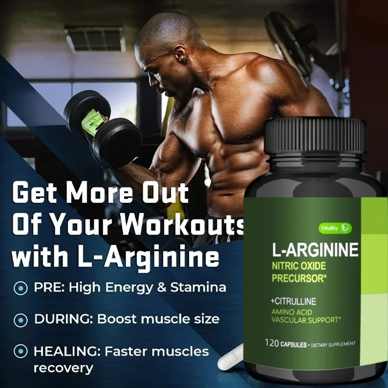 Vitality L-Arginine Boost Endurance | Boost Male Nitric Oxide Precursor Supplement Vegetarian Capsules