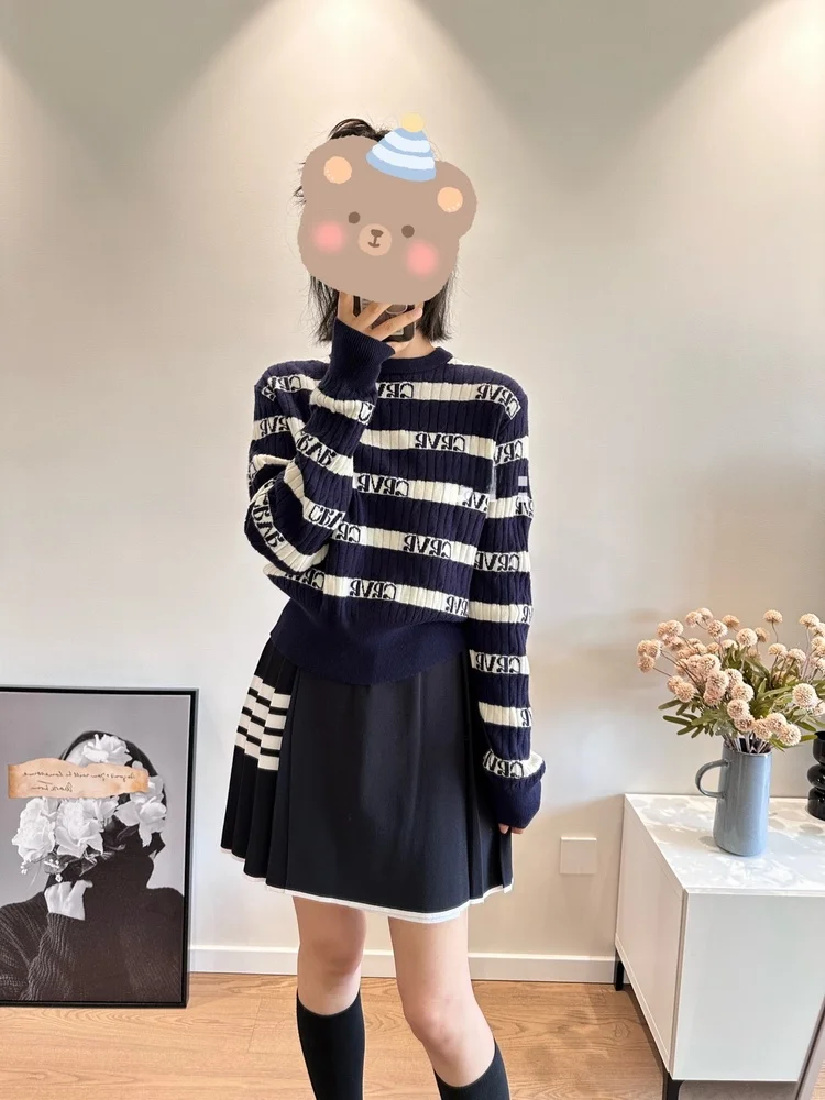 

Классический вязаный шерстяной кардиган-свитер с золотисто-синей юбкой-накидкой в стиле колледж, асимметричная плиссированная юбка для женщин...