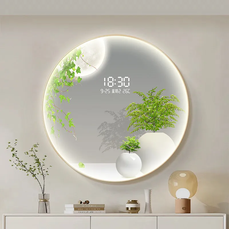 

Entrance Round LED Electronic Wall Clock Living Room Induction Clock Watch Dining Room Decorative Painting Wall Lamp Home Decor