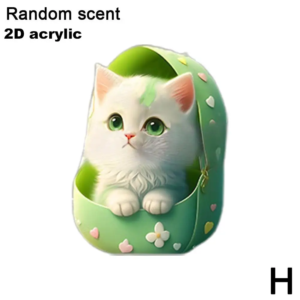 Cute Cat Car Air Conditioning Vent Aromatherapy Clip, Acrylic Flat Cartoon Kitten Aromatherapy Ornament Car Interior Decoration
