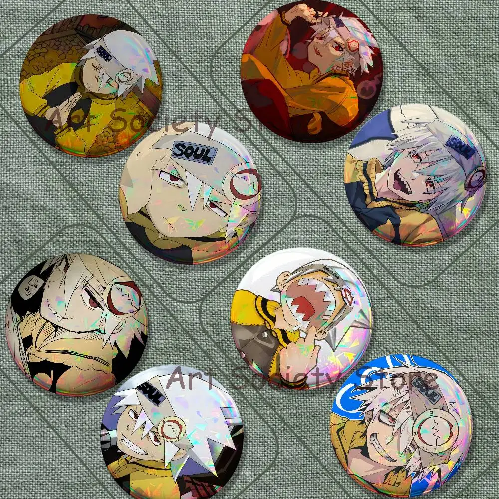 S-Soul Anime Eater Evans Brooches for Backpack Accessories 25,32,44,58,75mm Round Enamel Pins 2-piece set Cartoon Anime Badge