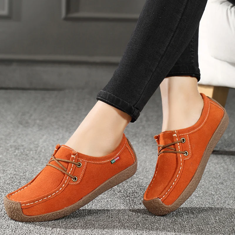 Spring Single Shoe Women's Full Match Bean Shoes Comfortable Women's Casual Flat Shoes Lace-up Snail Shoes Mother Shoes