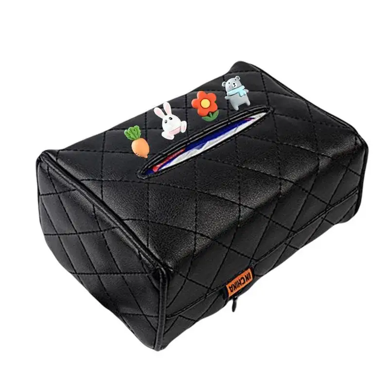 Car Tissue Box Holder Napkin Case Holder Tissue Boxes Holder Backseat Tissue Case Car Visor Organizer Elastic Buckle-Fastened