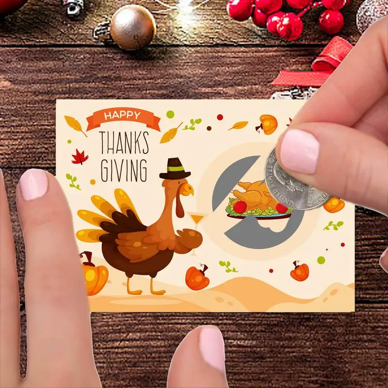 Fall Party Scratch Game 48pcs Party Scratch-Off Fun Challenging Turkey Cards Family Fun Activities For Gatherings School Events