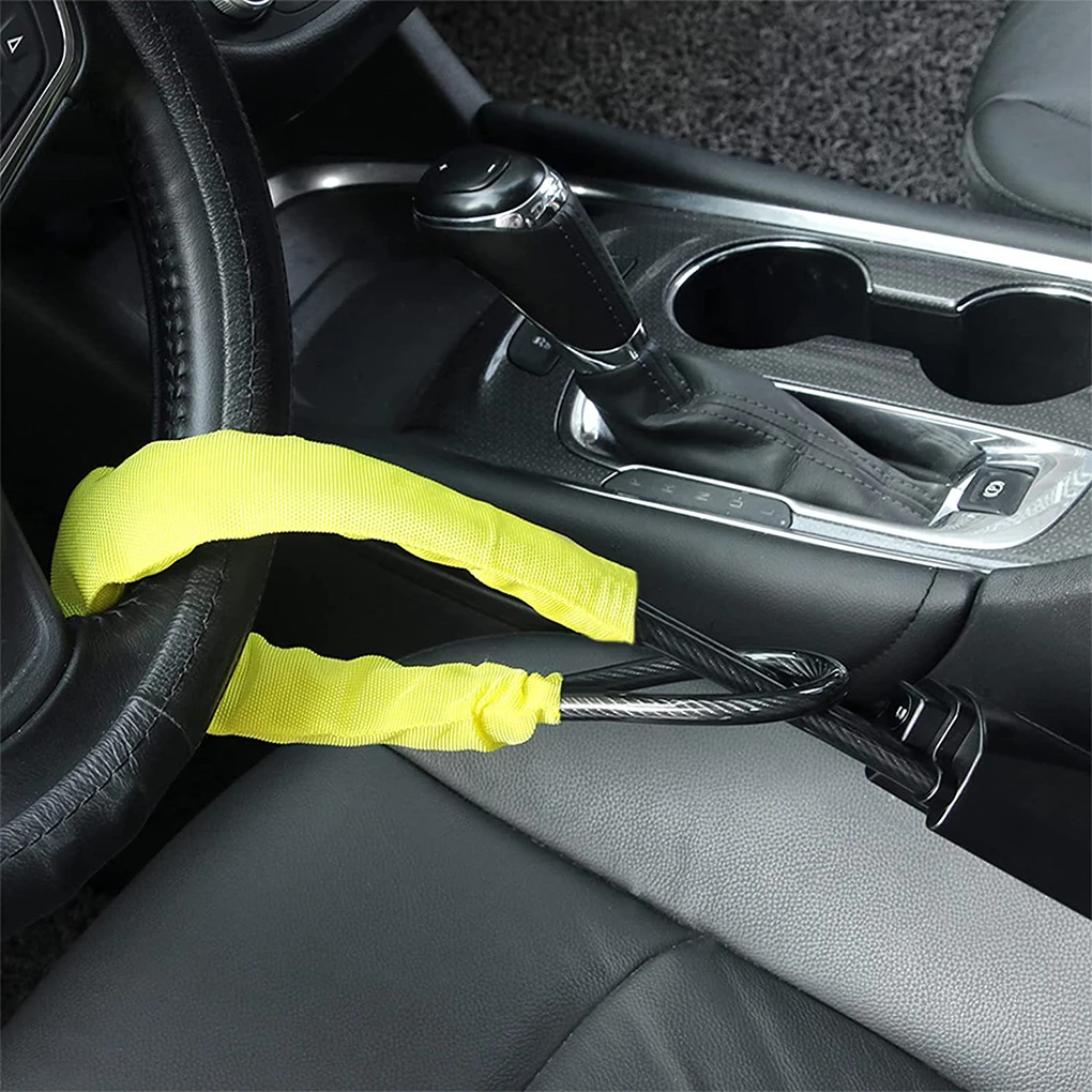 Steering Wheel & Seat Belt Anti-Theft Lock for Cars, Easy Install, 2 Keys, Alloy Security Device, Fits Most SUV