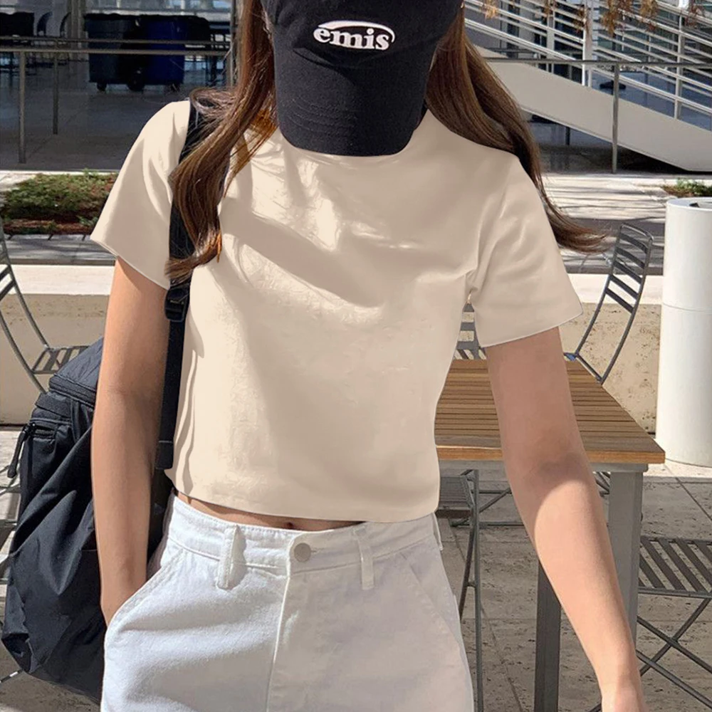 Pure Cotton Short Sleeve T-Shirt Women's Slim Fit Inner Wear Early Spring New Style European Fashion Base Shirt