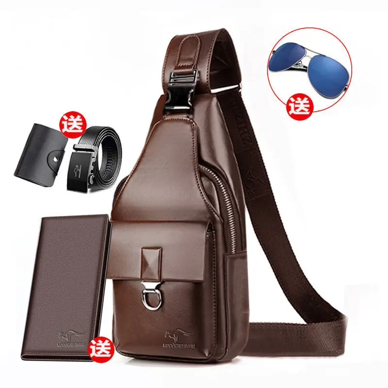 

Quality PU Leather Men's Shoulder Bag Charging Male Chest Bags Fashion Casual Single Crossbody Bag Waterproof Men Bag Fanny Pack