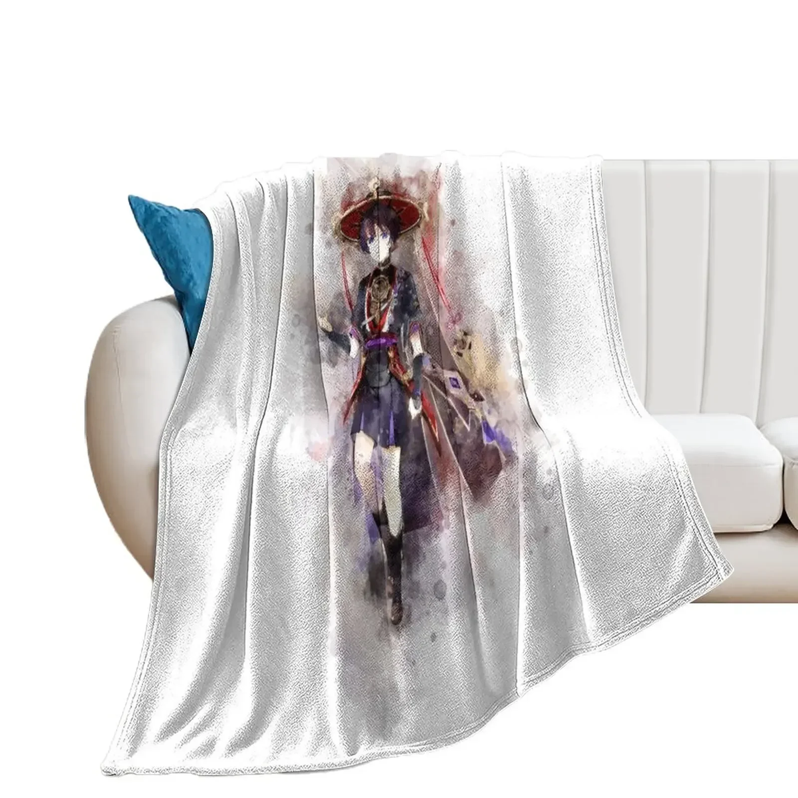 Genshin Impact - Scaramouche *watercolor* Throw Blanket Furry Thin Warm Blankets